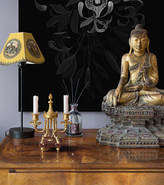 „Amherstia nobilis“ in Maymes Salon, Düsseldorf 2015–2019, 2019 &ndash; Ed. 3+2; 160 x 142,6 cm; Fotomontage, Pigmentdruck auf Papier, Diasec