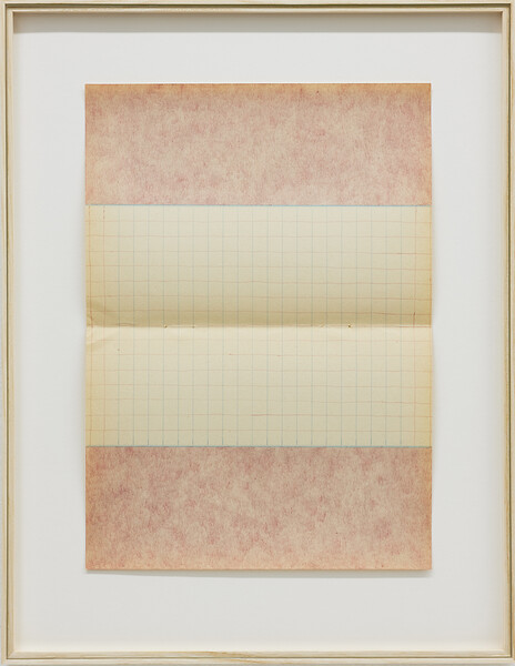 Landschaft ohne Berg (7), 2022 &ndash; Farbstift auf liniertem Papier; 29,7 x 21 cm; gerahmt; Foto: Annette Kradisch (gefördert durch: bbco Marken Raum GmbH)