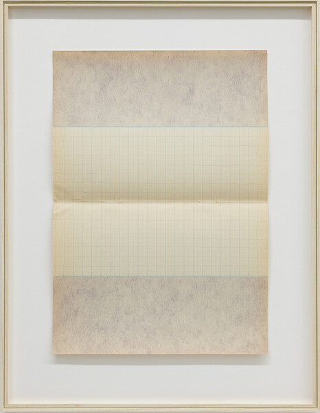 Landschaft ohne Berg (2), 2022 &ndash; Farbstift auf liniertem Papier; 29,7 x 21 cm; gerahmt; Foto: Annette Kradisch (gefördert durch: bbco Marken Raum GmbH)