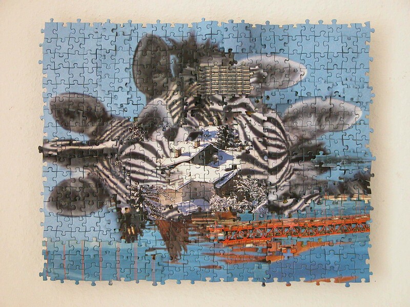 Puzzlecollage #57, 2007 &ndash; 35 x 44 cm; Puzzle auf Aluminium; Foto: Studio Gerhard Mayer