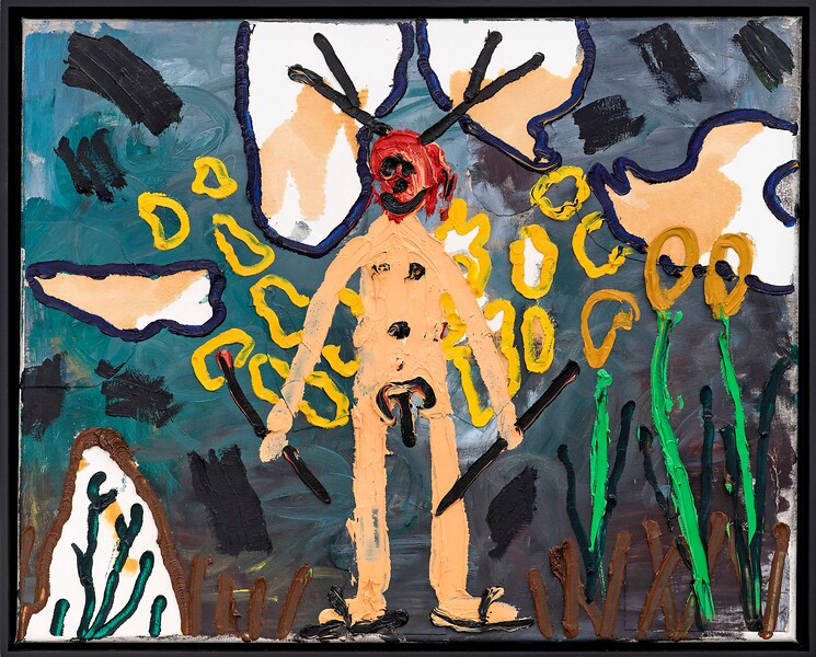 A.R. Penck spielt heute kein Schlagzeug &ndash; 42cm x 52cm; Öl und Acryl auf Leinwand; Foto: Tim Hufnagl