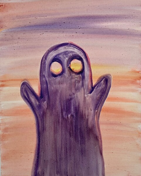 Sunset Ghost, 2024 &ndash; 50 x 40 cm, japanische Tusche auf grundierter Leinwand; Foto: Studio Tröger