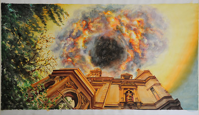 Gerhard Mayer, "Villa Dessauer, Bamberg", 2018 &ndash; 114 x 191 cm; Aquarell; Foto: Annette Kradisch