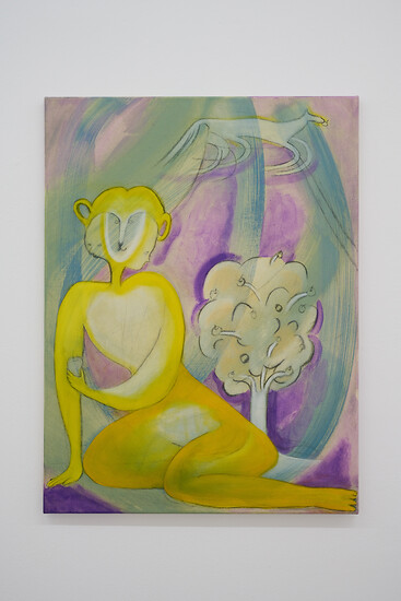 Affentheater, 2025 &ndash; 80 x 60 cm; Mischtechnik auf Papier; (Foto: Annette Kradisch)