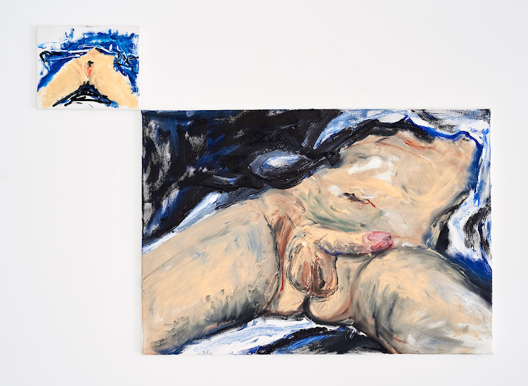 Sebastian Tröger, "Anfang und Ende" (2-teilig), 2016 &ndash; 94 x 130 cm, Öl/Acryl auf Leinwand; Foto: Tim Hufnagl