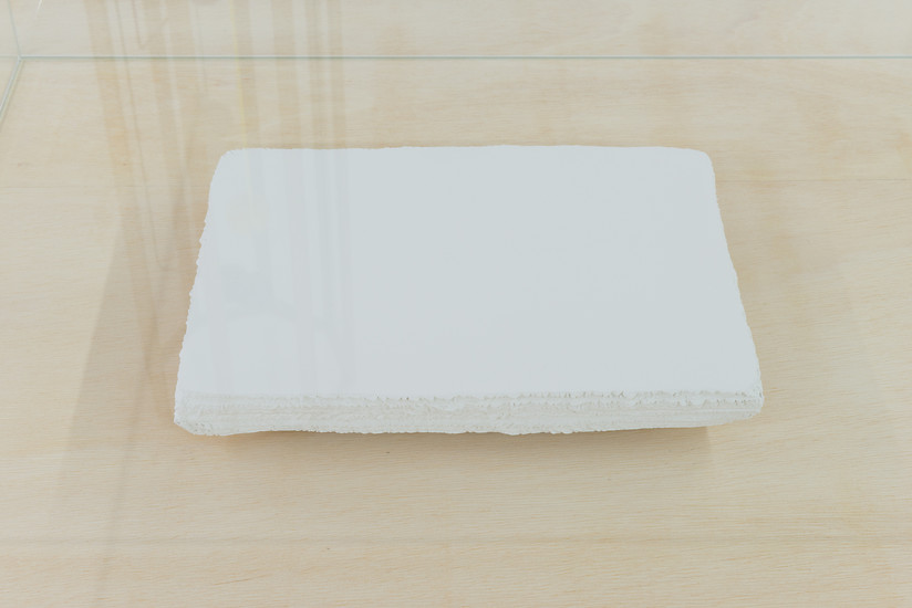 Jürgen  Krause, "Grundierung", 2016/17 &ndash; 35 x 25 x 6 cm; Kreidegrund auf Papier; Foto: Annette Kradisch