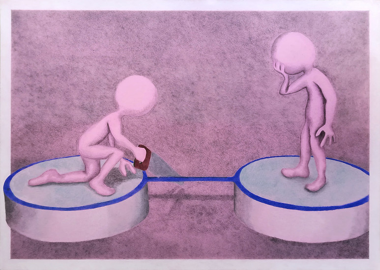 Ohne Titel, 2019 &ndash; 50 x 70 cm; Bleistift, Buntstift / Papier