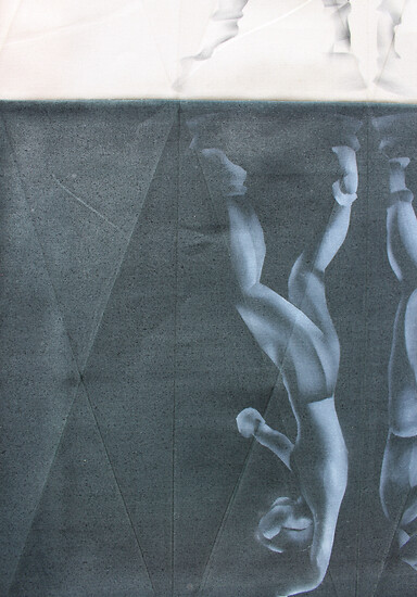 Arabesken, 2021 (Detail) &ndash; 60 x 40 cmm; Öl und Garn auf Baumwolle; Foto: Studio Jasmin Schmidt