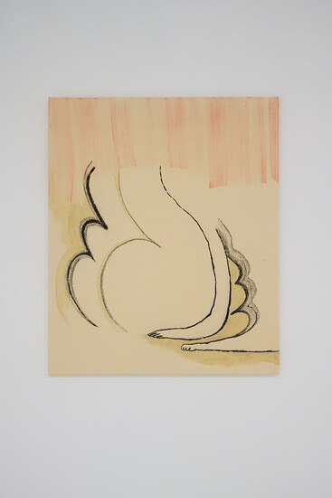 Da sein, 2025 &ndash; 60 x 50 cm; Holzkohle mit Farbe auf Leinwand; (Foto: Annette Kradisch)