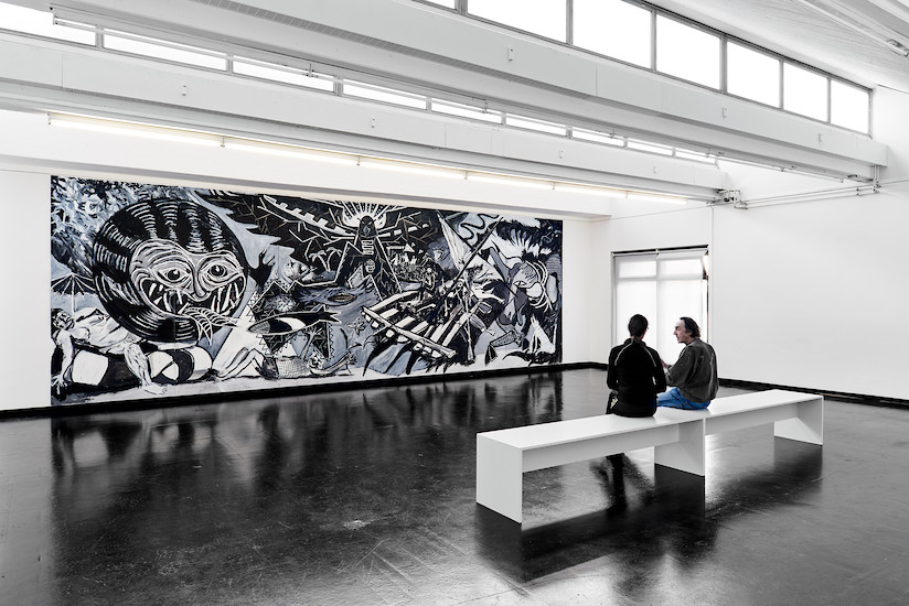 Sebastian Tröger, "Die große Angst", 2016 &ndash; 300 x 900 cm, Öl/Acryl auf LW;
Foto: Tim Hufnagl