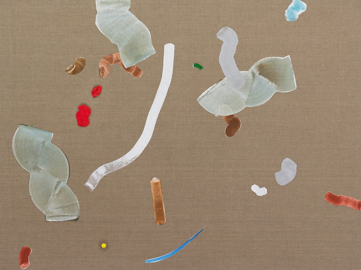 Daniel Bischoff, 17_3_28 2017, 2017 &ndash; 120 x 160 cm; Leimfarbe, Tusche, Acryl, Eitempera auf Leinwand