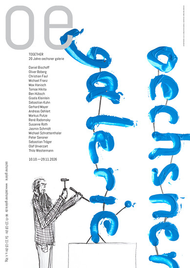 Ausstellungsplakat (Gestaltung: Gillitzer.net) &ndash; Abb. Sebastian Tröger, Paragone I, 2016 (Ausschnitt) - Öl, Bleistift und Acryl auf Papier, 42 x 29,7 cm