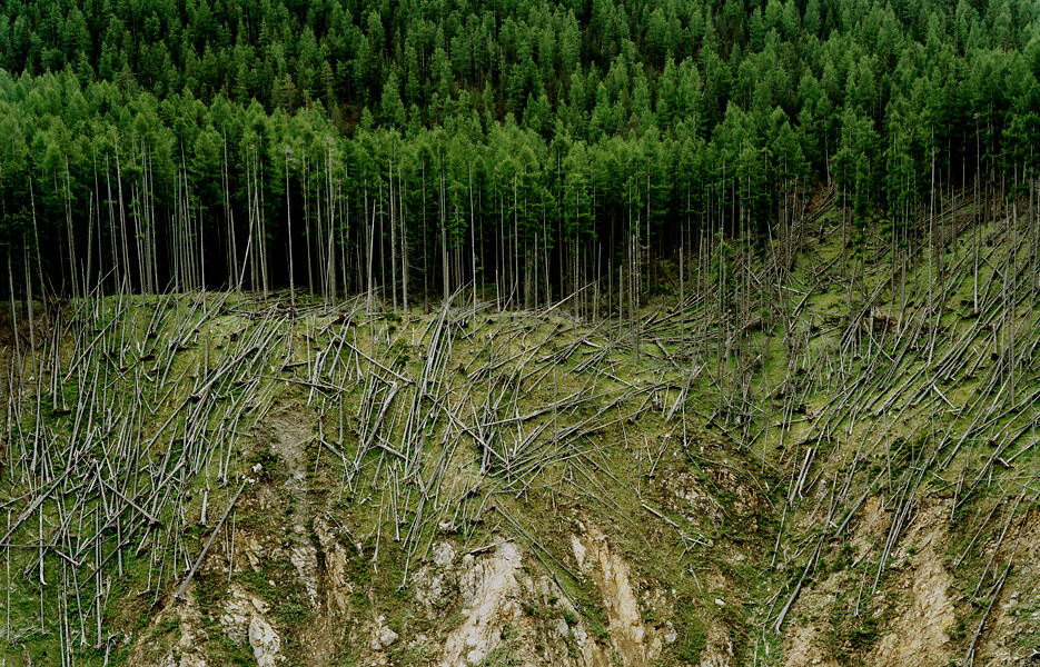 ohne Titel/ Windbruch, Ofenpass aus der Serie „Strata“, 2005 &ndash; ed. 5+1; 125 x 193 cm; Archival Pigment Print, gerahmt