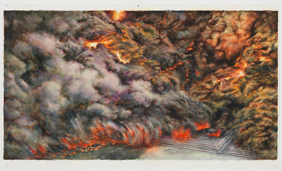 "Museum Ludwig, Köln", 2018 aus der Serie Museumslandschaften &ndash; 114 x 191 cm; Aquarell; Foto: Annette Kradisch